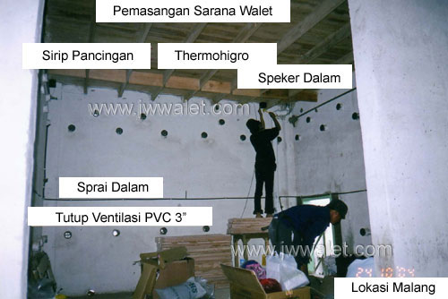 Pemasangan peralatan di dalam gedung oleh tenaga profesional JW Walet Pemasangan peralatan di dalam gedung oleh tenaga profesional JW Walet