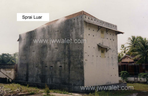 Penggunaan spray luar pada rumah walet Penggunaan spray luar pada rumah walet
